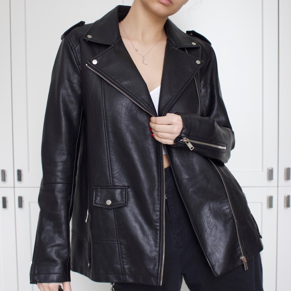 Zara Basic Oversized Leather Jacket - image 1